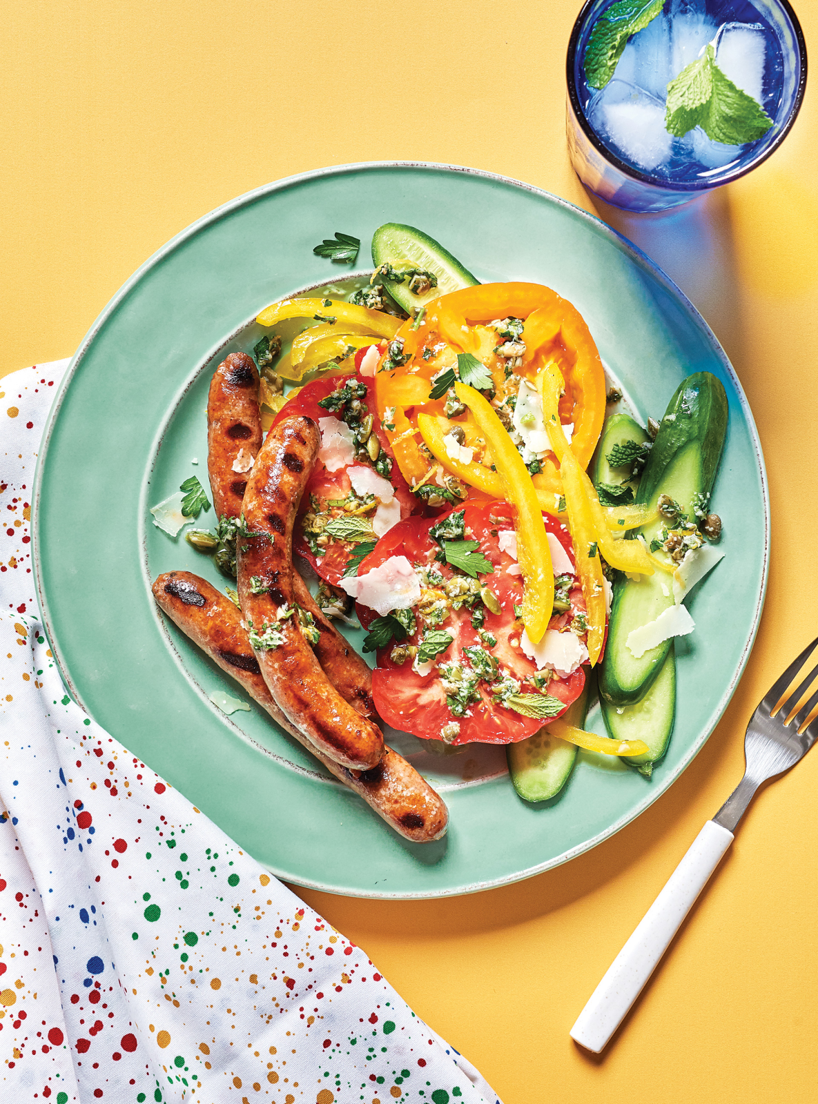 Grilled Merguez with Herbed Tomatoes