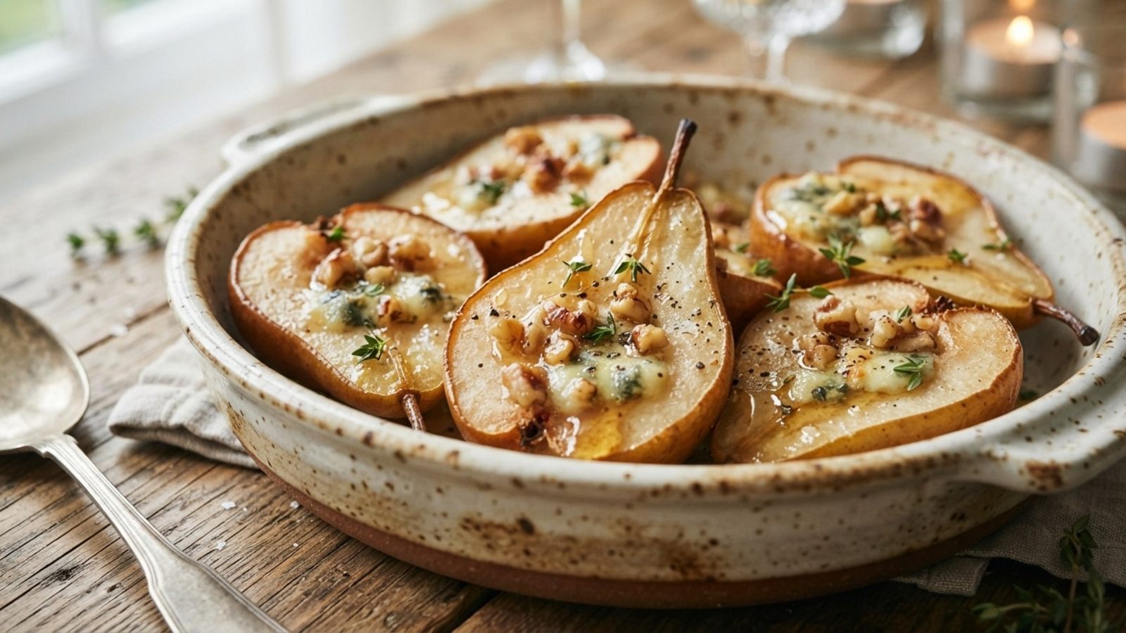 Baked Pears with Blue Cheese and Honey