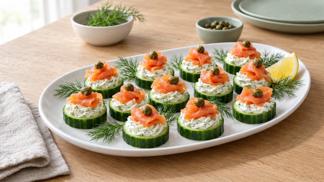 Bouchées de concombre au saumon fumé
