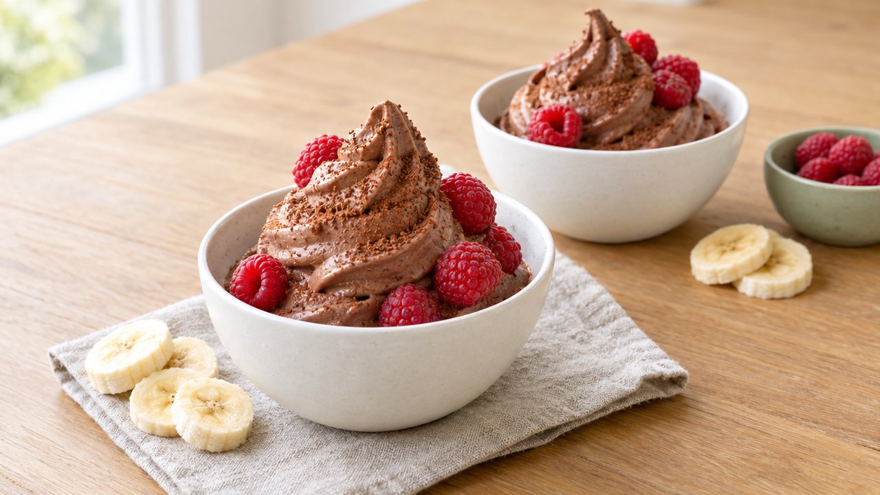 Banana-cocoa “nice cream”