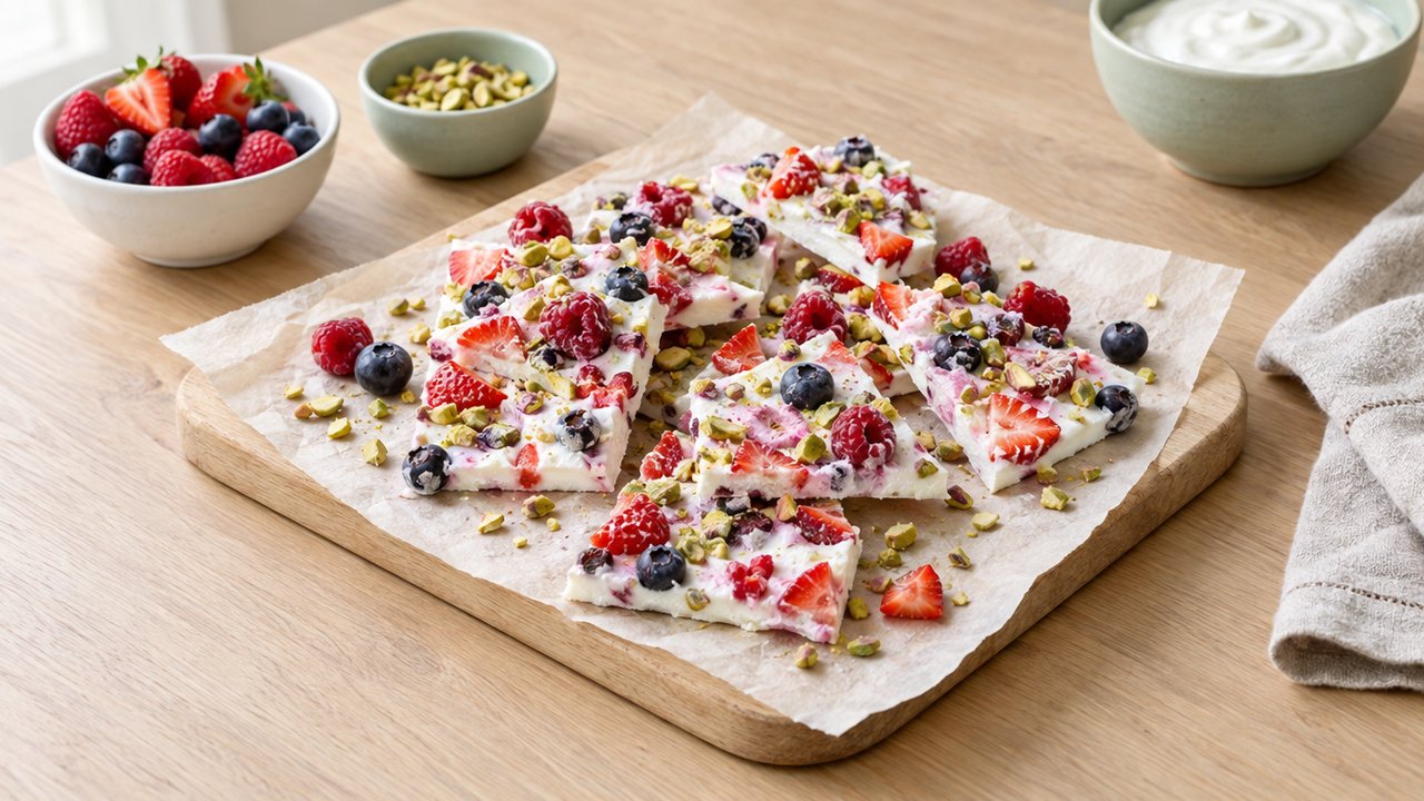 Frozen yogurt berry bark