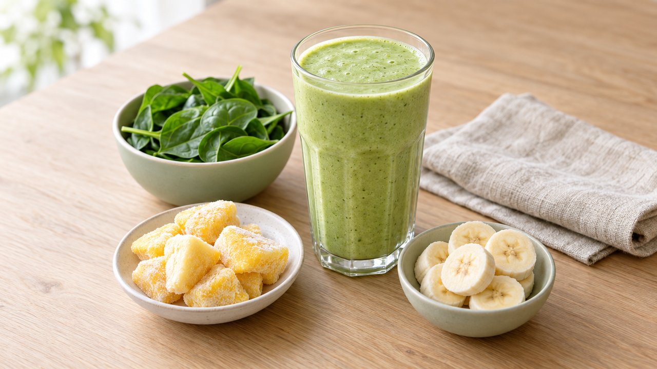 Green spinach and pineapple smoothie