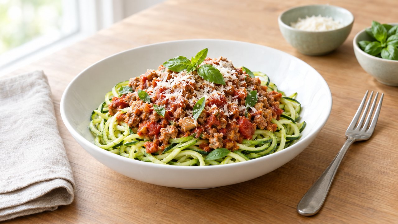 Zucchini noodles with turkey bolognese