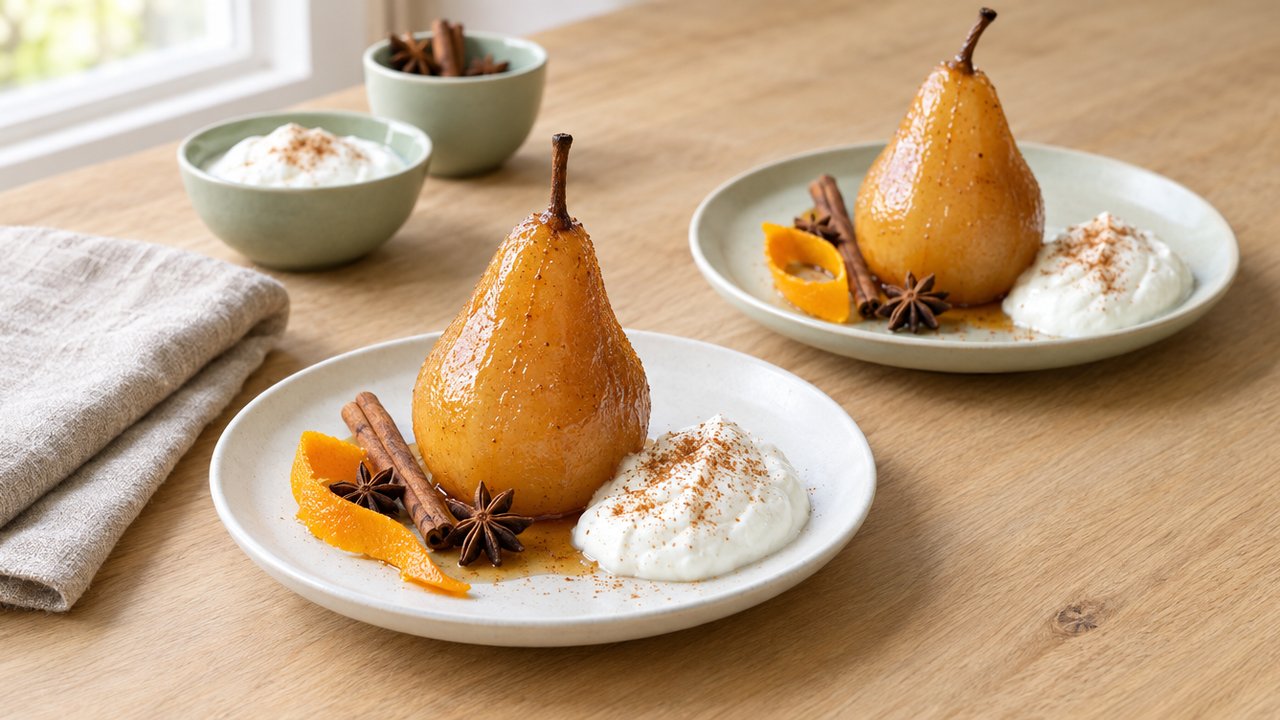 Spiced poached pears
