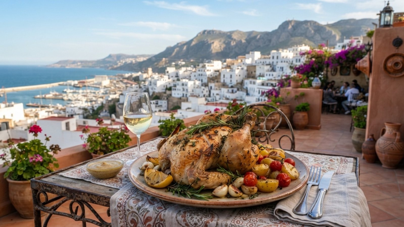 Poulet rôti aux herbes, citron, moutarde & ail